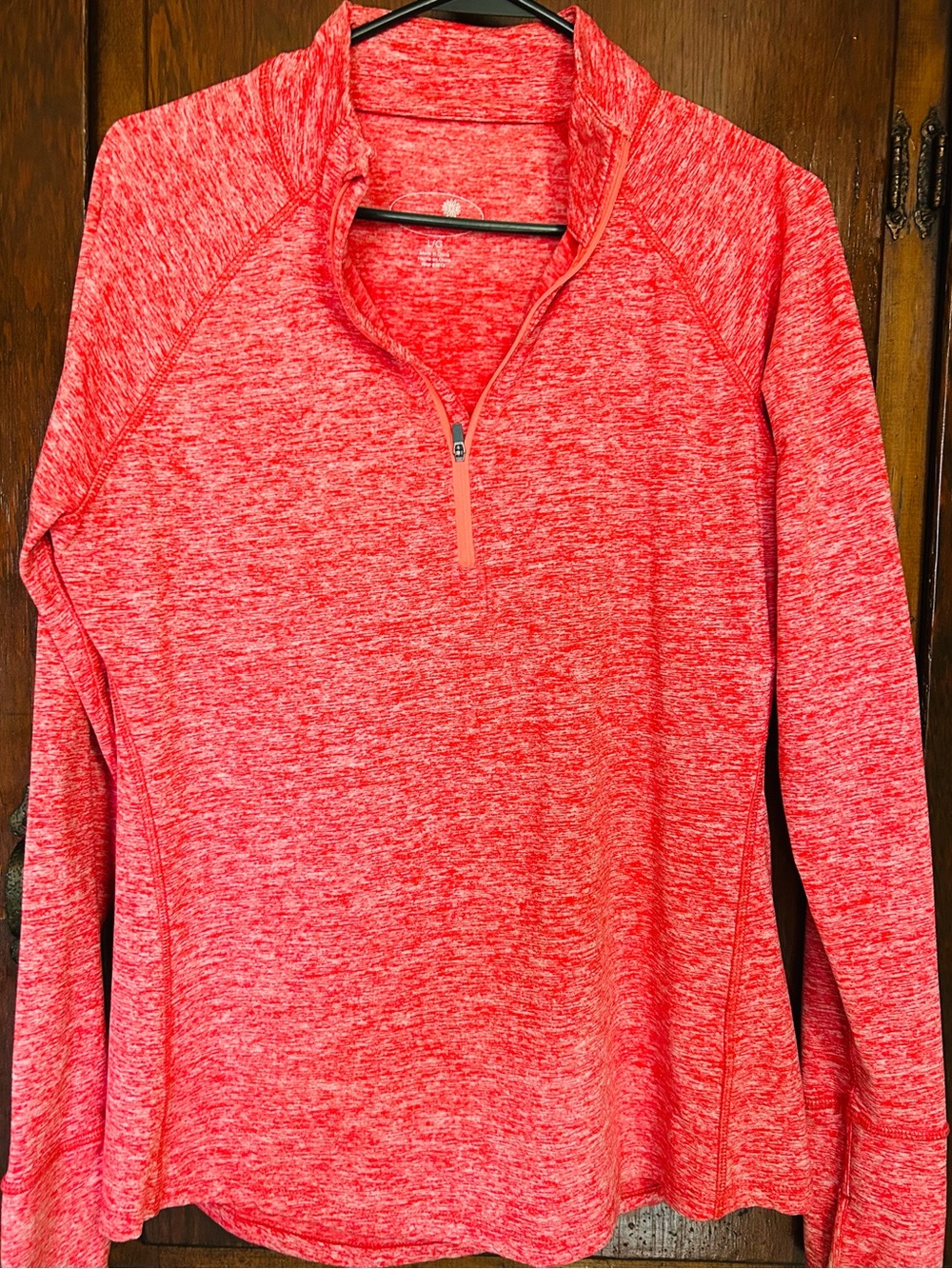 Tangerine Women’s Quarter-Zip workout Performance Top, with zipper in the back - Picture 2 of 9